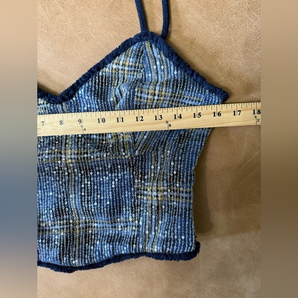 Miss Me Women's Sequins Plaid Print Crop Tank Country Western Y2K Size Medium - Picture 8 of 11